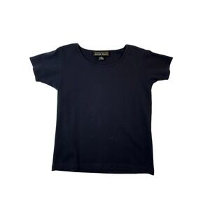 Linda Allard Ellen Tracy Top Womens Medium Black Stretch Classic Minimalist
